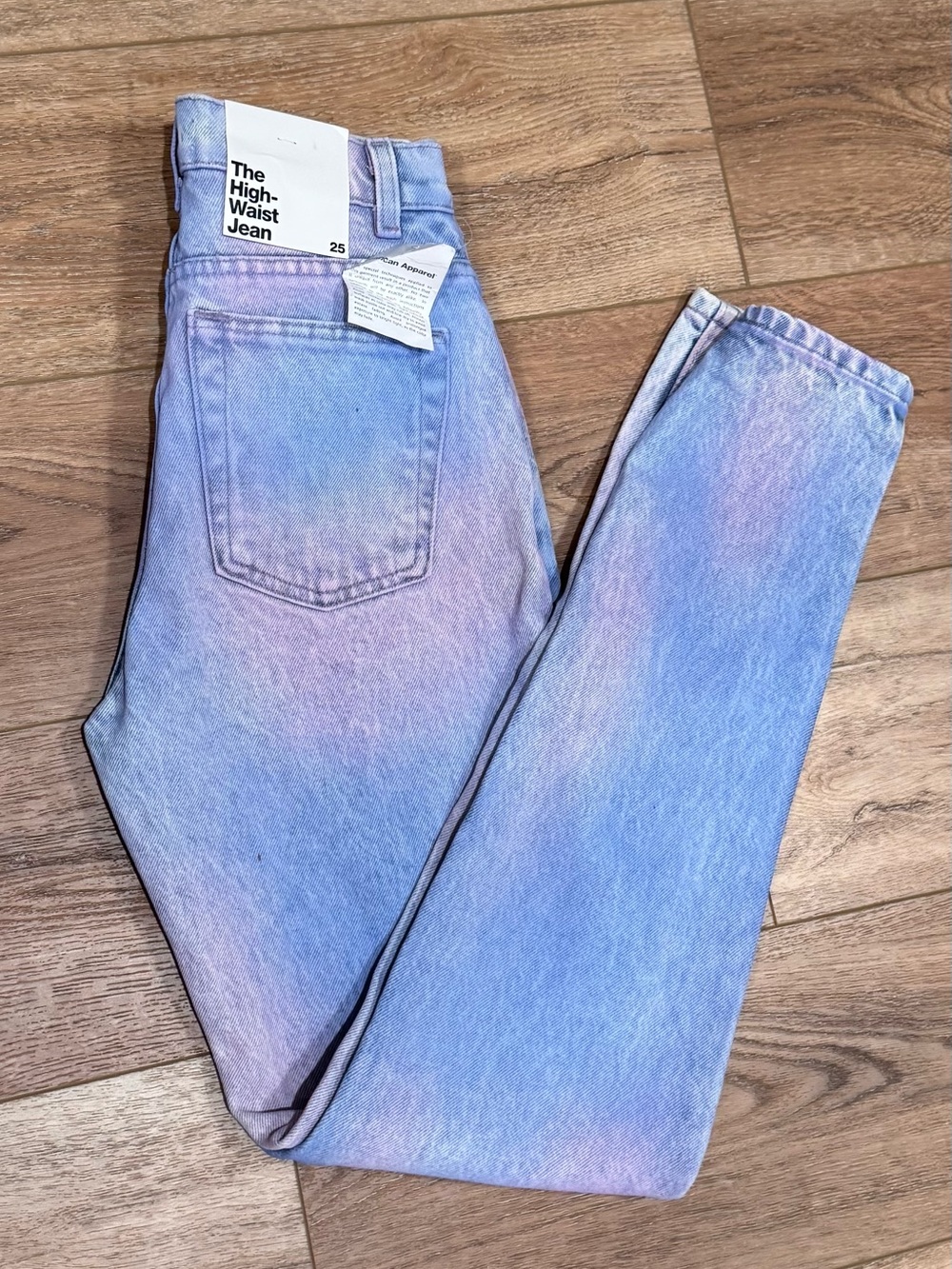 NWT American Apparel High-Rise Jeans with pink fade wash